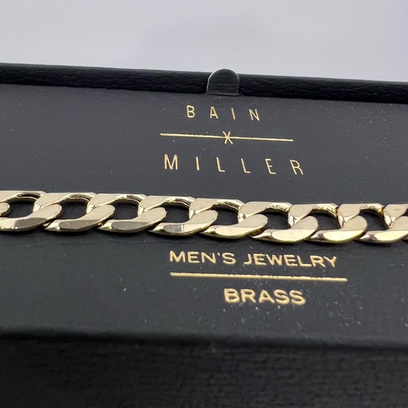 BAIN MILLER, MEN’S “BRASS” BRACELET GOLD COLOR, ITALIAN CHAIN STYLE 9 INCHES - Picture 6 of 15